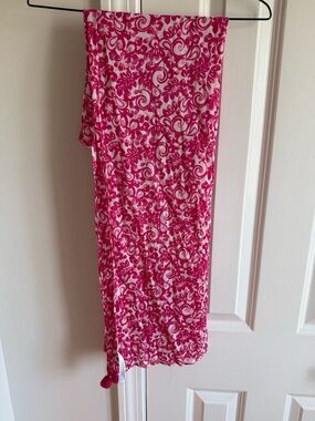 Talbots Fuchsia Floral Tassel Scarf